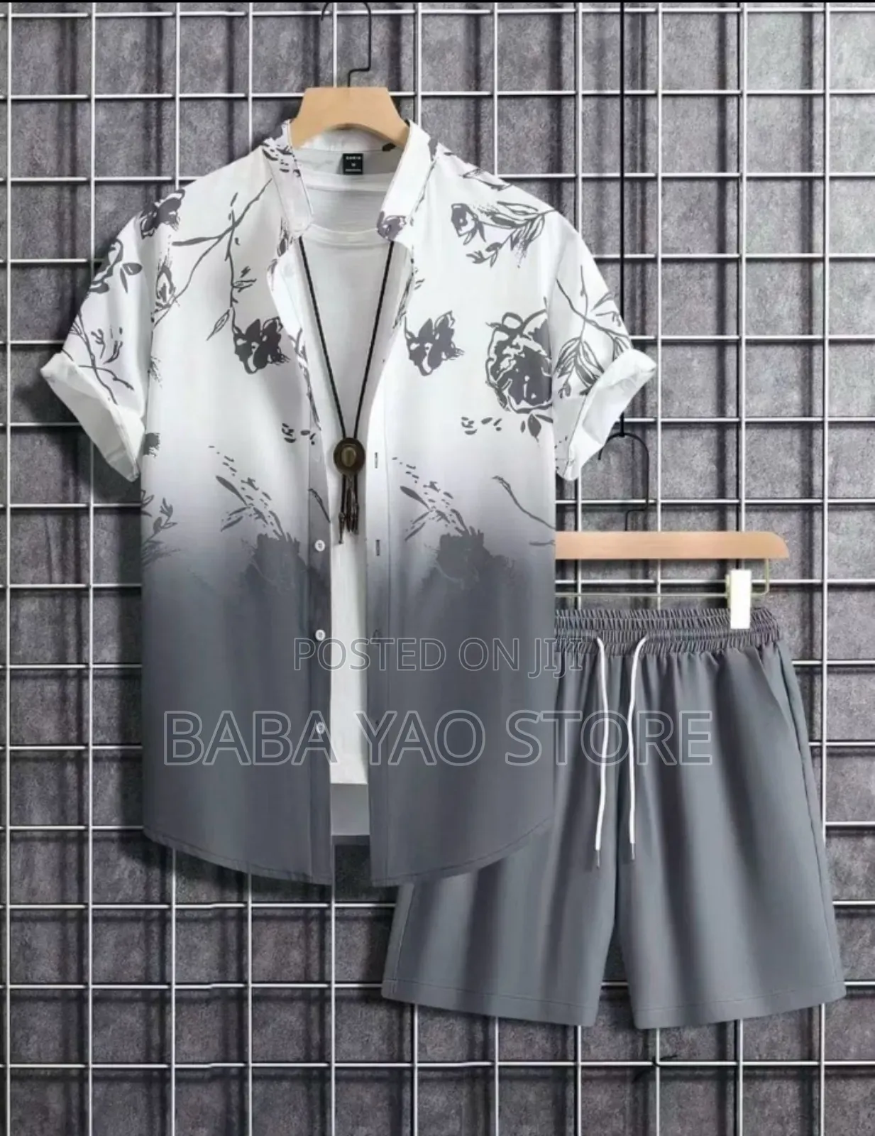 Men's Short Sleeve Shirt Short Pant Suits Solid Color Breathable Pants