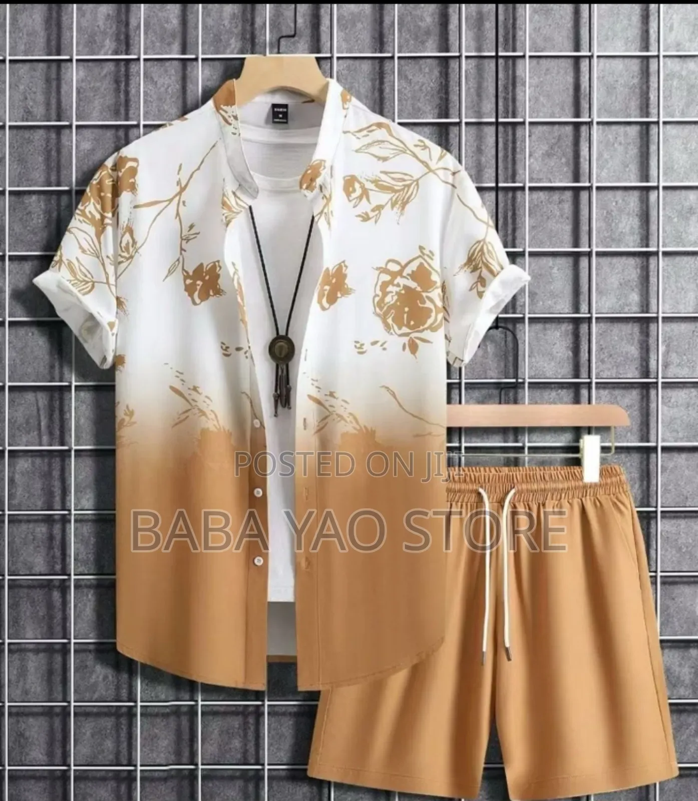 Men's Short Sleeve Shirt Short Pant Suits Solid Color Breathable Pants
