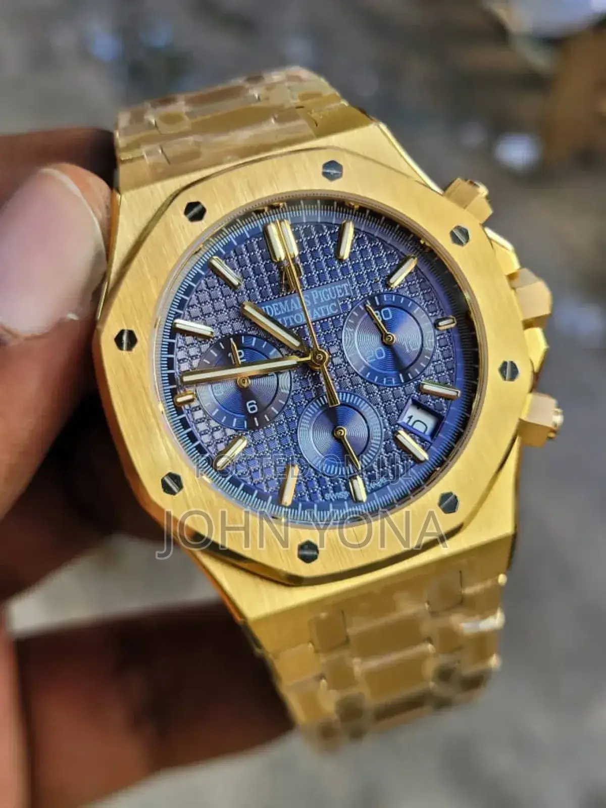 Audemars Piguet Royal Oak Chronograph Watch Gold Case With a Blue Dial
