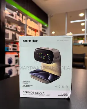 Green Lion Bedside Clock 15w Wireless Charger Night Light 14 Displays