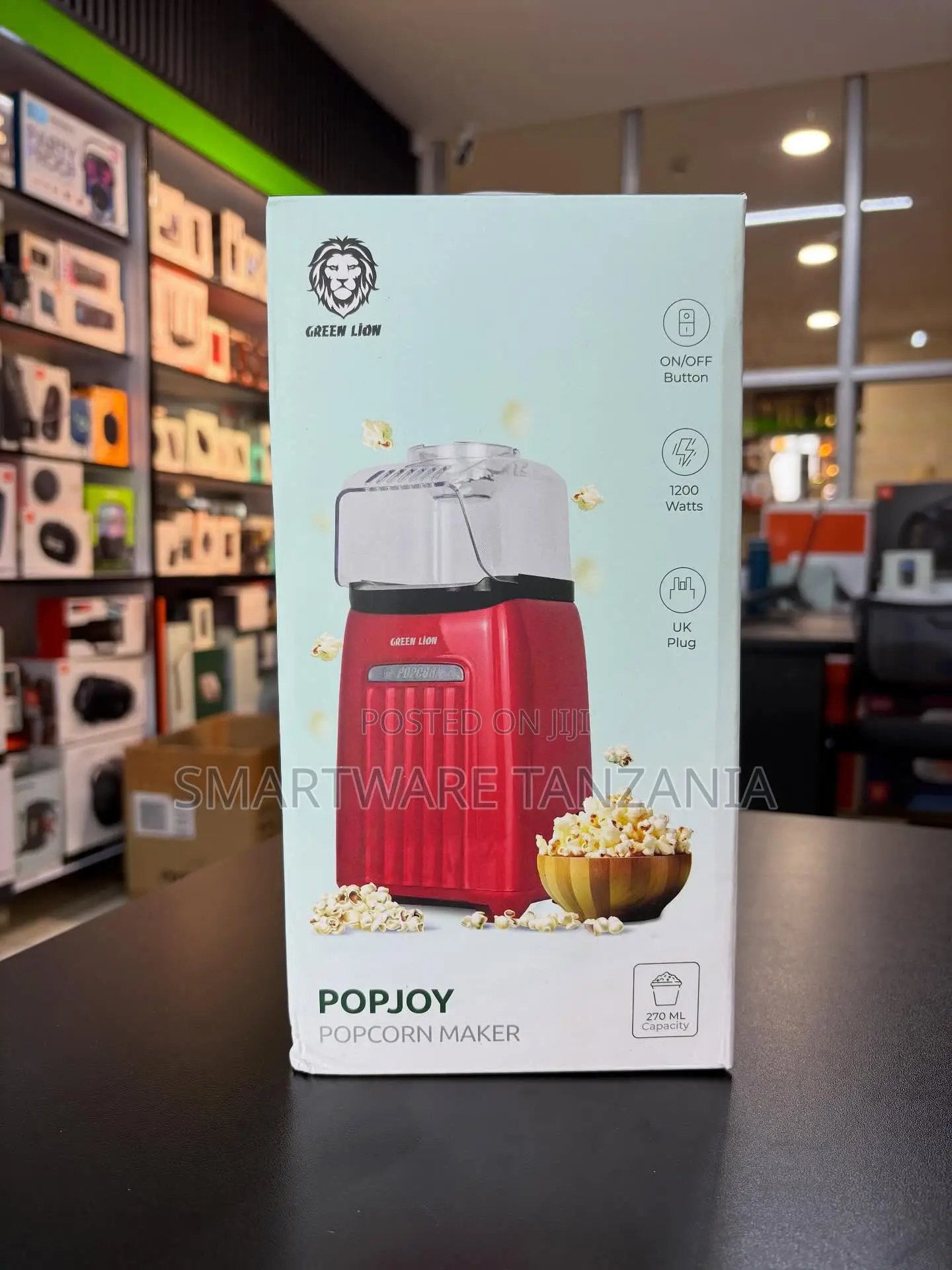 Green Lion Popjoy Popcorn Maker 1200w Hot Air 270ml Uk Plug Oil Free