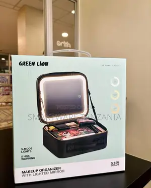 Green Lion Makeup Organizer Lighted Mirror 72 Led 3 Mode 5 HRS Storage