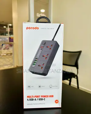 Porodo Multi Port Power Hub 4 Usb Usb C 20w Qc 3.0 24h Timer 2m Cable