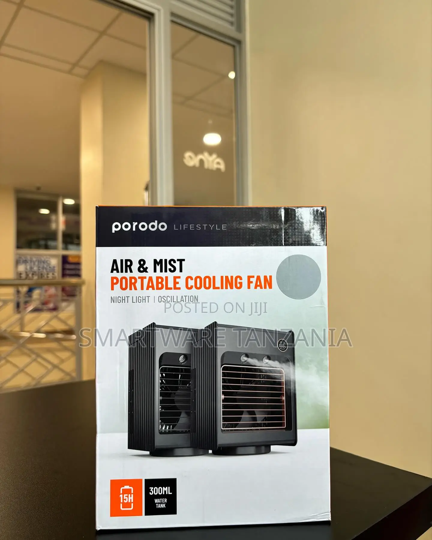 Porodo Air Mist Portable Cooling Fan With Night Light 300ml Tank
