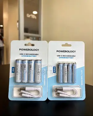 Powerology Usb-c Rechargeable Lithium Battery Aa Aaa With Cable