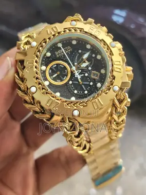 Invicta Reserve Gladiator With a Gold-Tone Steel Case and a Black Dial