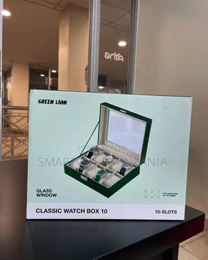 Green Lion Classic Watch Box 10-Slot Glass Window Storage Case