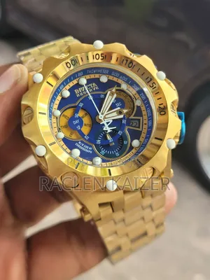 Invicta Reserve Chronograph Watch With Blue Dial and Gold Case