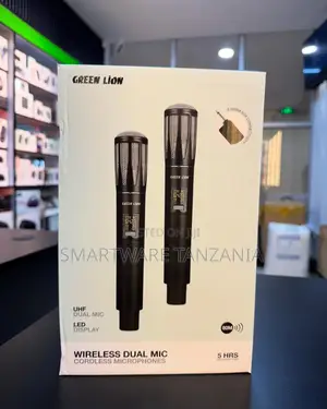 Green Lion Wireless Dual Mic Uhf Cordless 6.35mm 80m Range 5hrs Led