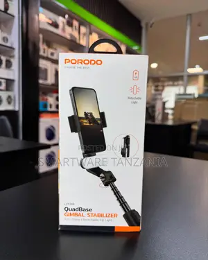 Porodo Quadbase Gimbal Stabilizer 4h Battery Anti-Shake Fill Light