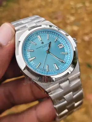 Vacheron Constantin Overseas Watch With a Blue Dial and Steel Bracelet