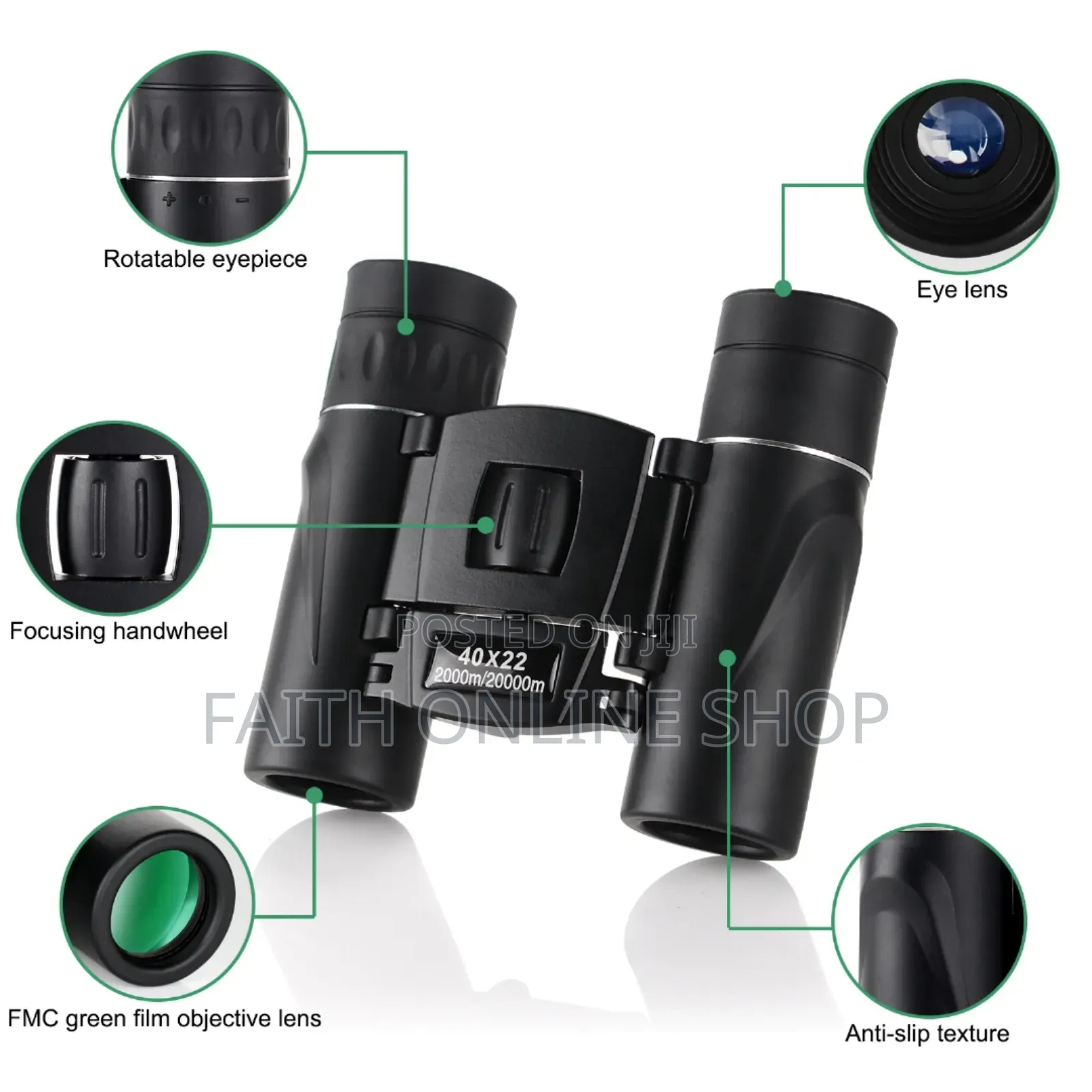 40x22 Hd Powerful Binoculars Folding Mini Telescope Bak4