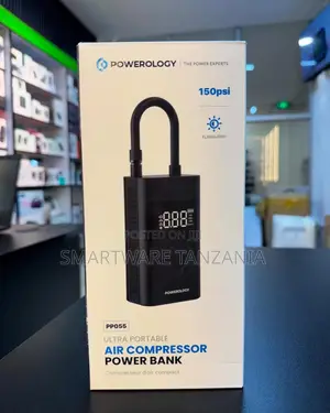 Powerology Pp055 Ultra Portable Air Compressor Power Bank 150psi Led