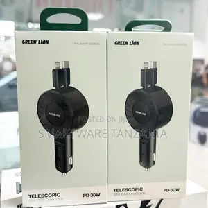 Green Lion 50w Telescopic Car Charger: Pd-30w, Dual Cables for Car