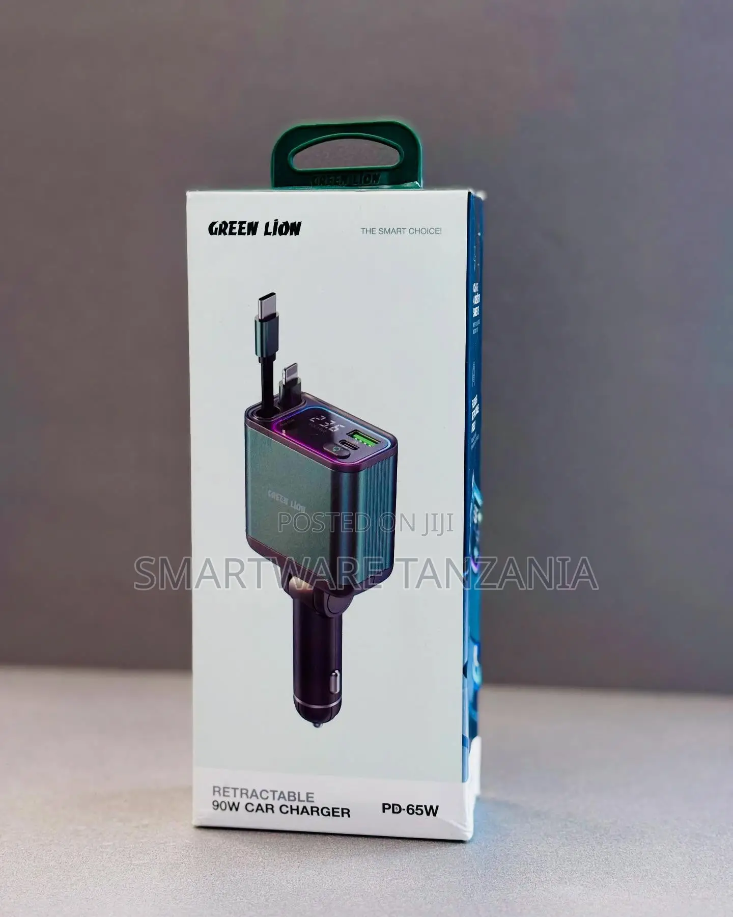 Green Lion 90w Retractable Car Charger - Pd-65w Fast Charging Cable