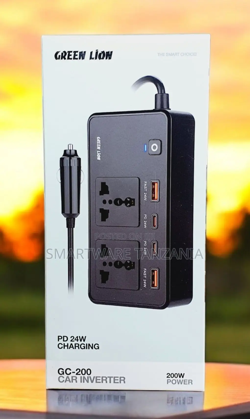 Green Lion Gc-200 Car Inverter - 200w Pd 24w Usb Multi Socket Power