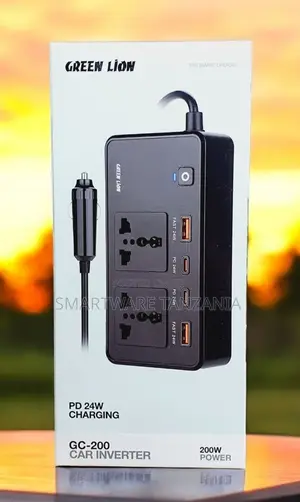 Green Lion Gc-200 Car Inverter - 200w Pd 24w Usb Multi Socket Power
