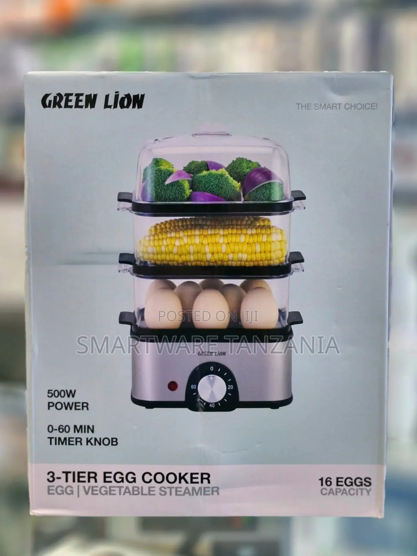 Green Lion Egg Cooker - 500w 3-Tier 16 Eggs Vegetable Steamer Timer