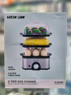 Green Lion Egg Cooker - 500w 3-Tier 16 Eggs Vegetable Steamer Timer