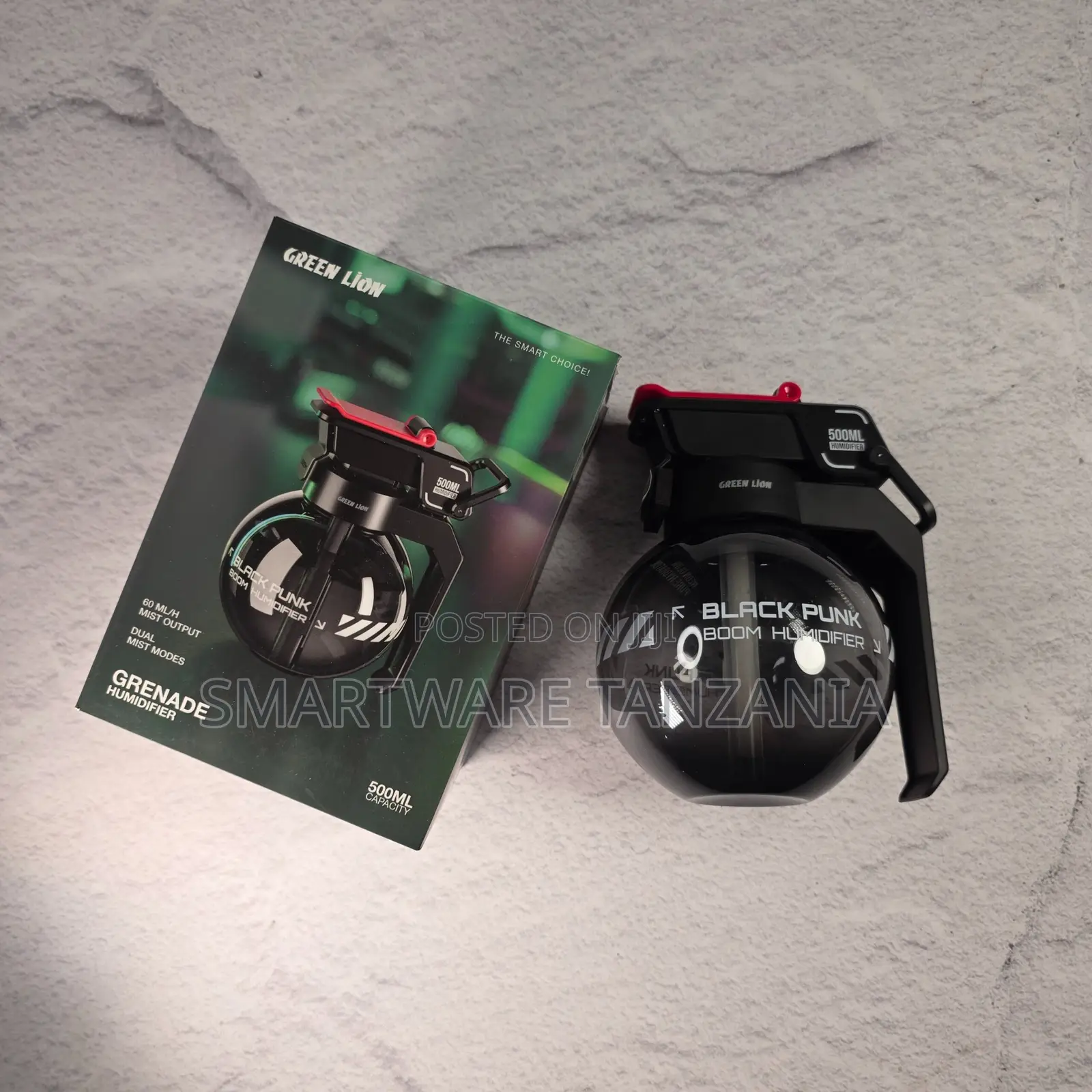 Green Lion Black Punk Grenade Boom Humidifier 500ml Dual Mist Modes
