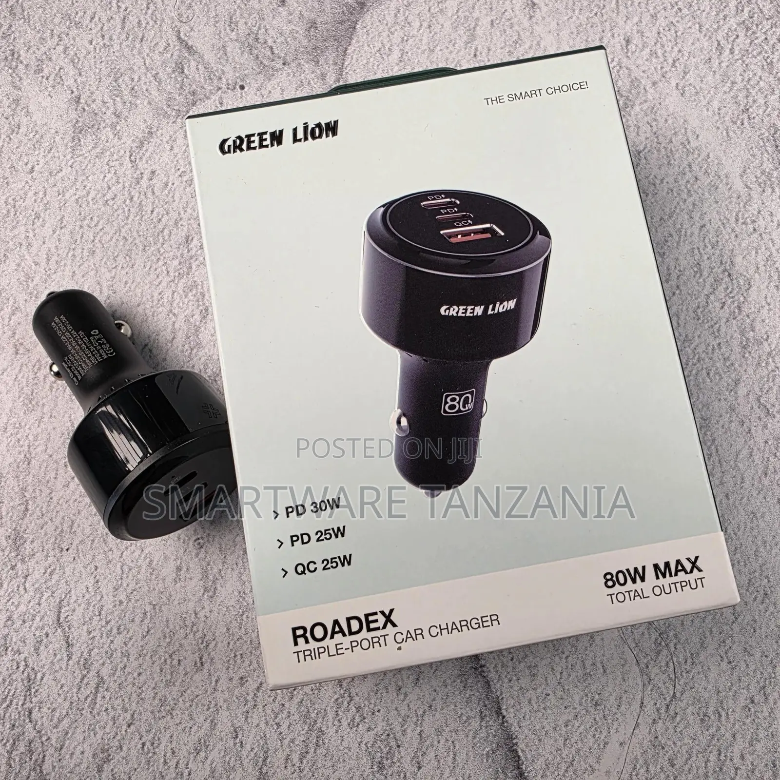 Green Lion Roadex 80w Triple-port Car Charger Pd 30w Qc 25w Max