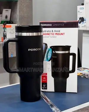 Porodo 1.2l Insulated Magnetic Tumbler With Handle Bpa-Free Black