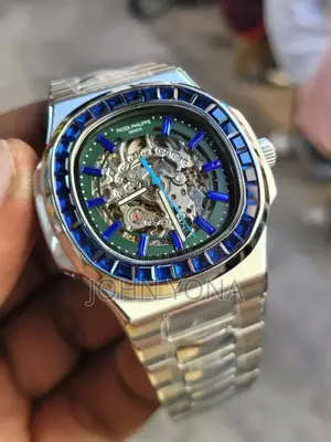 Patek Philippe Nautilus With Skeletonized Green Dial Blue Sapphires
