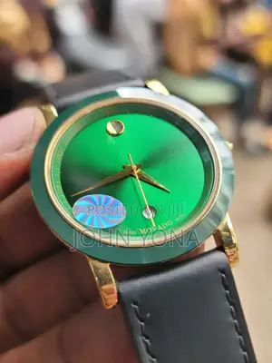Movado Museum Classic Watch With a Green Dial and Black Leather Strap