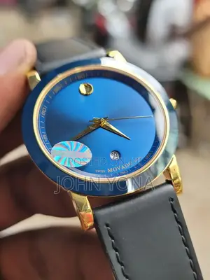 Movado Bold Watch With a Blue Dial a Yellow Gold Ion