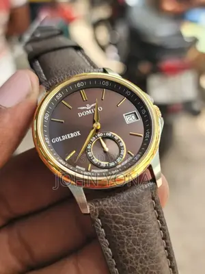 Goldiebox Domino Watch With a Brown Leather Strap and a Gold-Tone Case