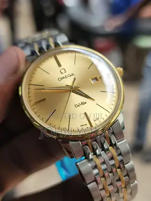 Omega De Ville Watch With Gold-Toned Dial and Two-Tone Stainless Steel