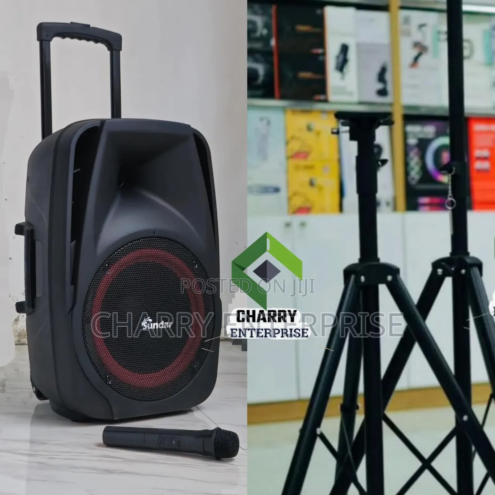 Sundar Rechargeable Speaker 12 Inch With Stand and Mic Clear Sound