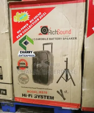 Richsound Powerful Rs70 Rechargeable Speaker, 15 Inch 2 Mic and Stand