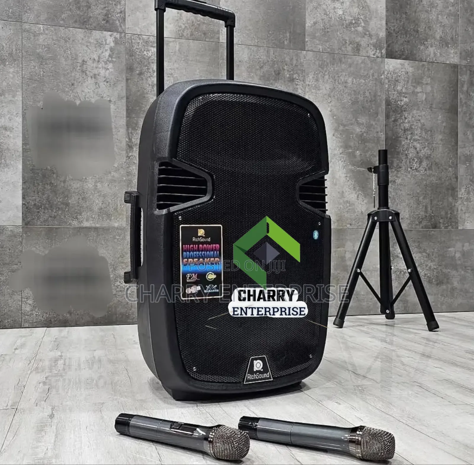 Richsound Powerful Rs70 Rechargeable Speaker, 15 Inch 2 Mic and Stand