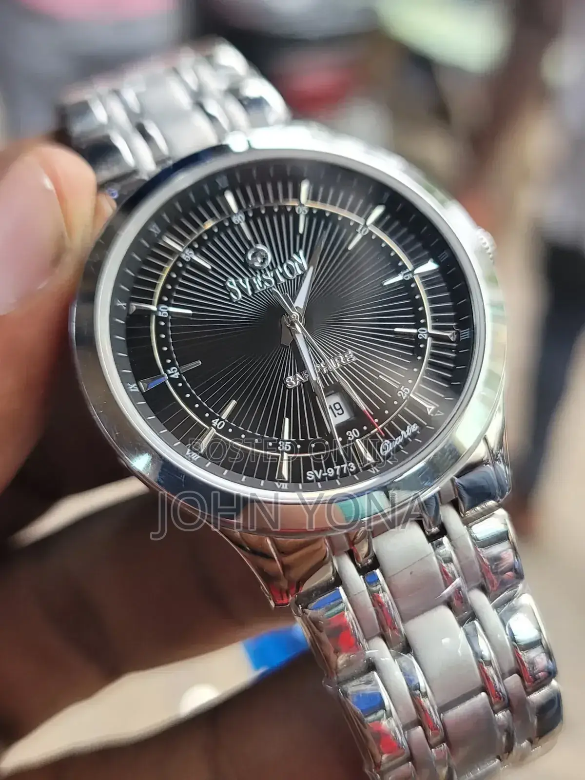 Syeston Sv-9773 Men Watch With a Stainless Steel Band and a Black Face