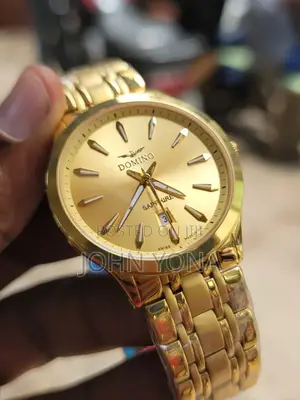 Domino Men's Stainless Steel Watch With a Gold Dial