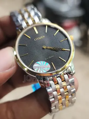 Citizen Eco-Drive Men's Two-Tone Watch With a Black Dial.