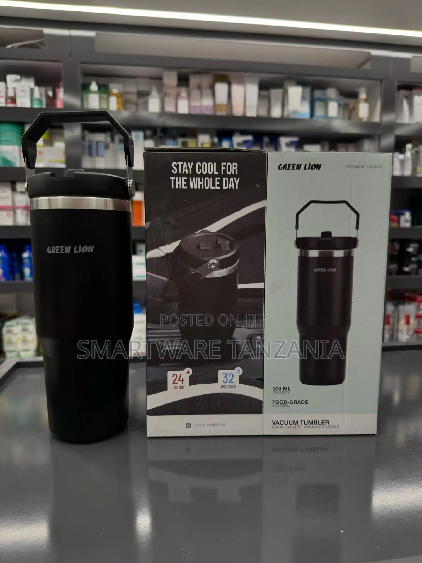 Green Lion Vacuum Tumbler 900ml Insulated Bottle 24hr Hot 32hr