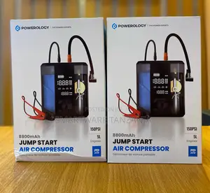 Powerology Jump Start Air Compressor 8800mah 150psi 5l Pd 20w Battery