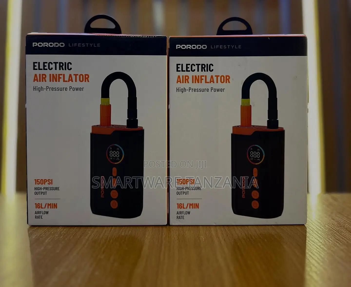 Porodo Electric Air Inflator 150psi High-Pressure Portable Tire Pump