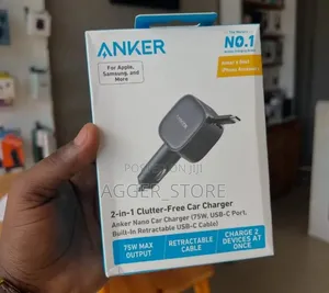 Anker 2 in 1 Clutter Free Car Charger [75watts Max Output]