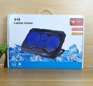 S18 Laptop Cooling Pad 4 Fans Led Blue Lights 17 Inch Cooler