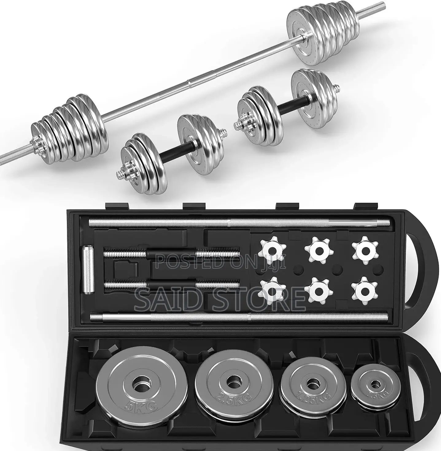 50kg Set of Barbell/ Dumbbell York Chrome