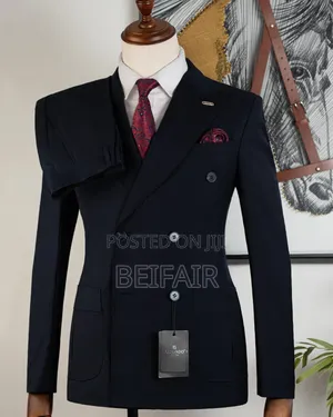 New Black Double Breasted Suit