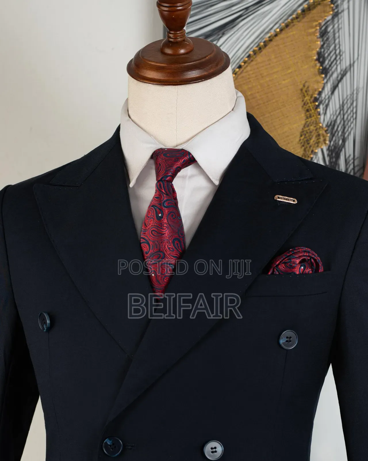 New Black Double Breasted Suit