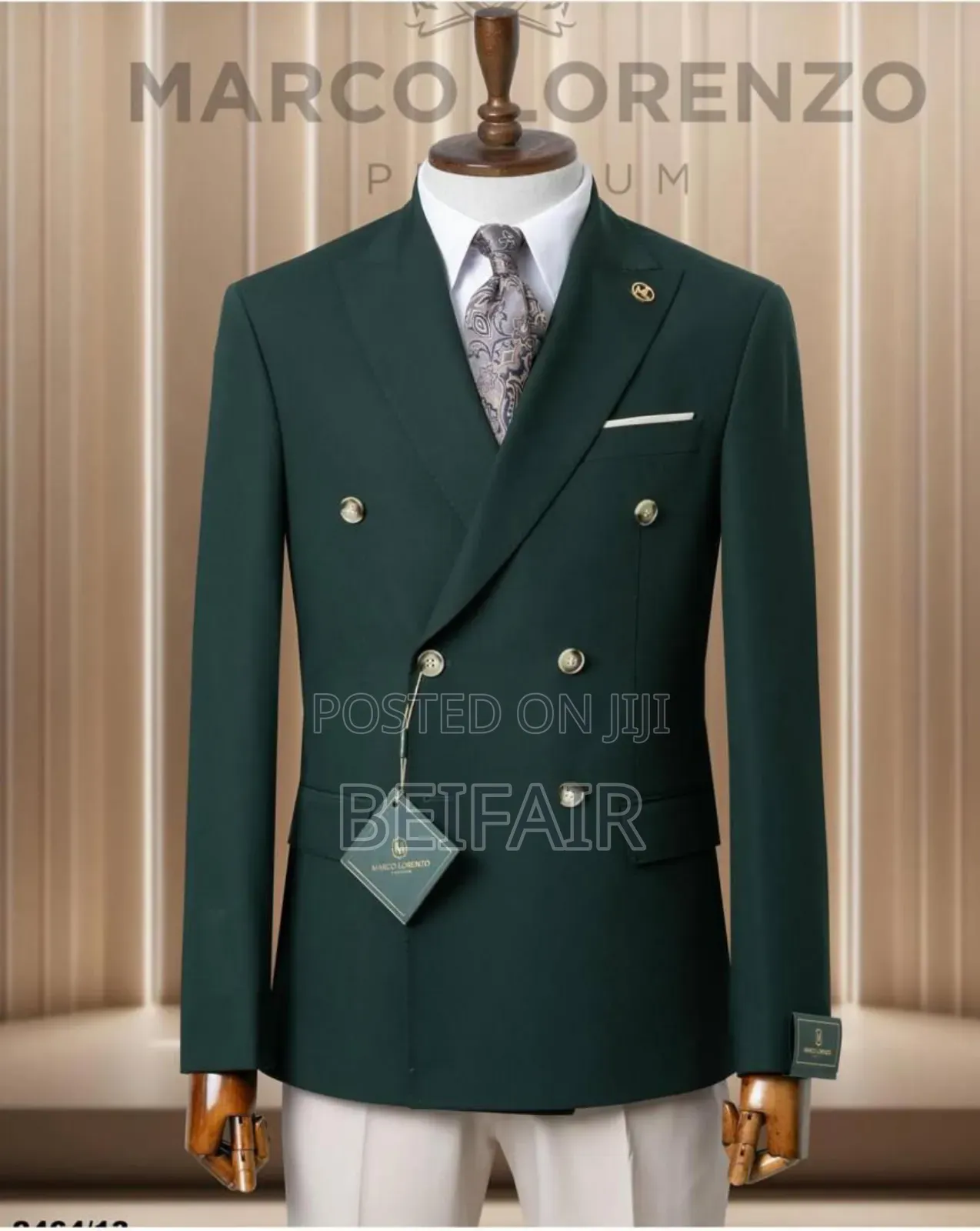 Dark Green White Trouser Suit
