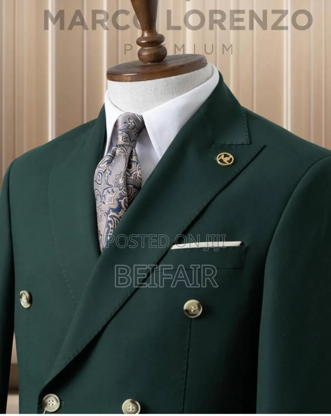 Dark Green White Trouser Suit