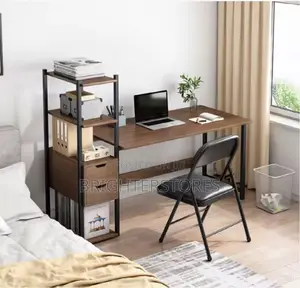 Wooden N Metal Computer Table With Storage Shelf