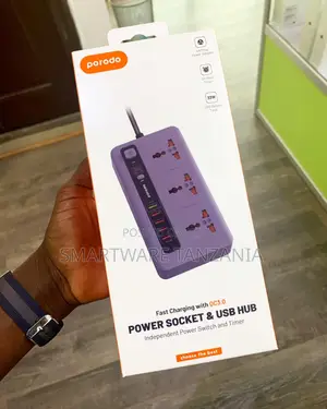 Porodo Multi-Socket Power Strip Qc3.0 Usb Hub 24hr Timer Uk Plug