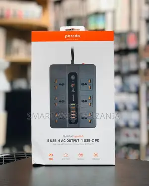 Porodo Power Strip 5 Usb 6 Ac Socket Timer Pd 20w 3250w Super Hub